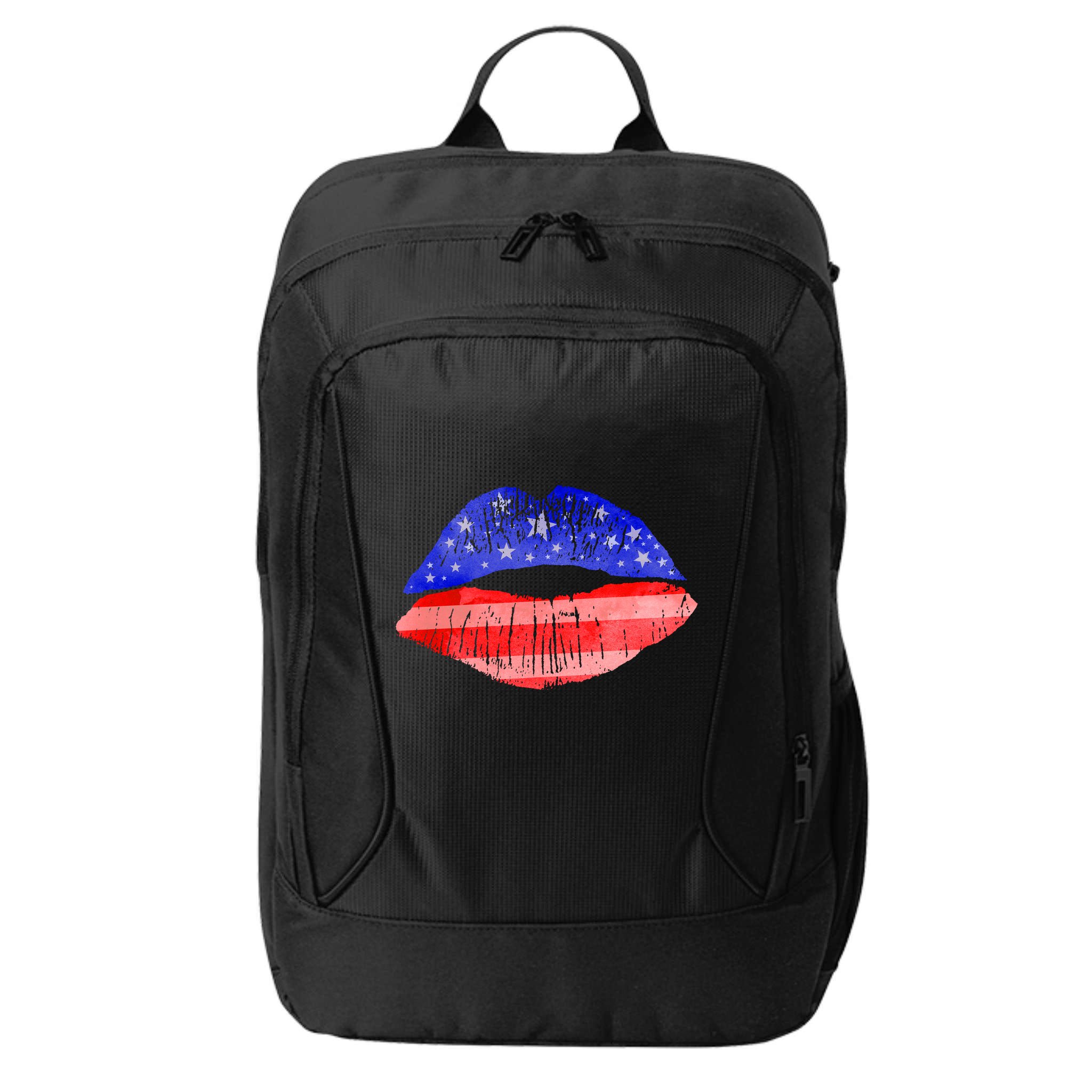USA American Flag Lipstick Print City Backpack