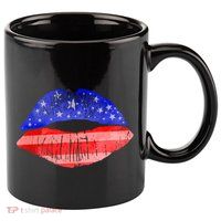 USA American Flag Lipstick Print 11oz C Handle Ceramic Mug