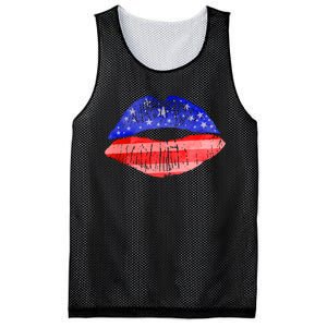 USA American Flag Lipstick Print Mesh Reversible Basketball Jersey Tank