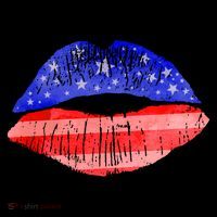 USA American Flag Lipstick Print Cooling Performance Long Sleeve Crew