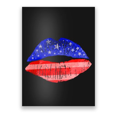 USA American Flag Lipstick Print Poster