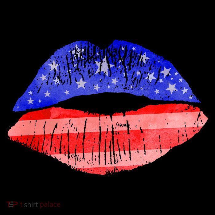 USA American Flag Lipstick Print Poster