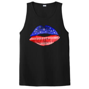 USA American Flag Lipstick Print PosiCharge Competitor Tank