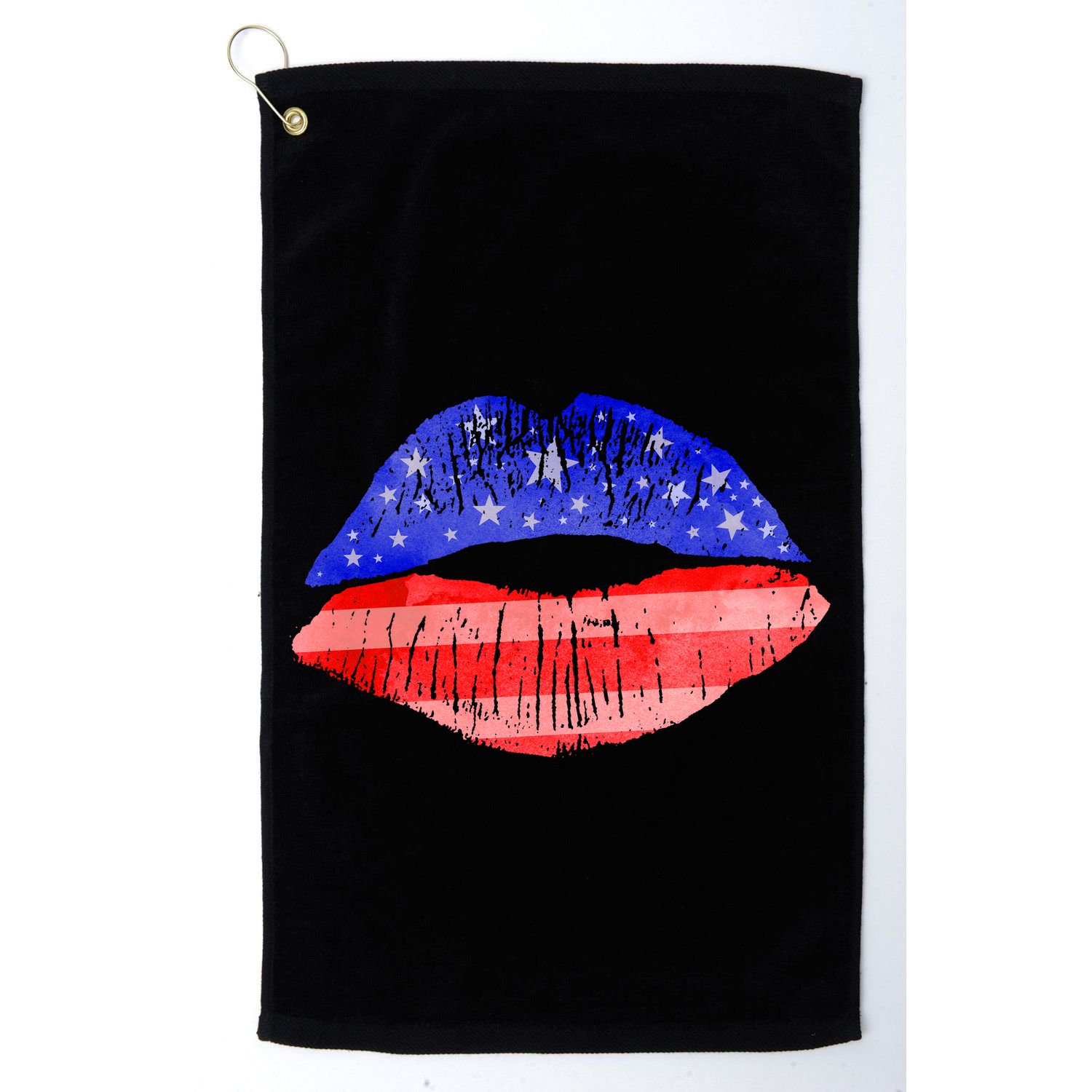USA American Flag Lipstick Print Golf Towel
