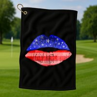 USA American Flag Lipstick Print Golf Towel