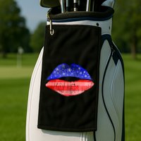 USA American Flag Lipstick Print Golf Towel