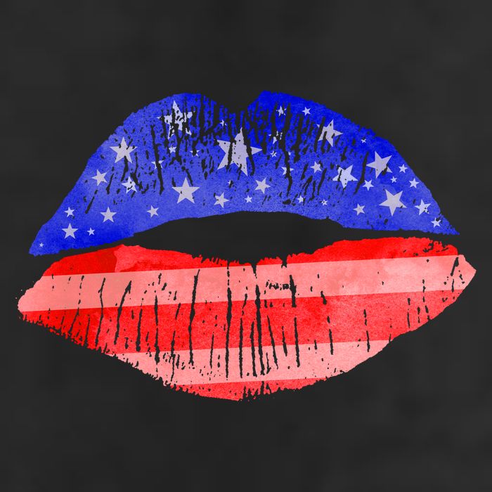 USA American Flag Lipstick Print Golf Towel