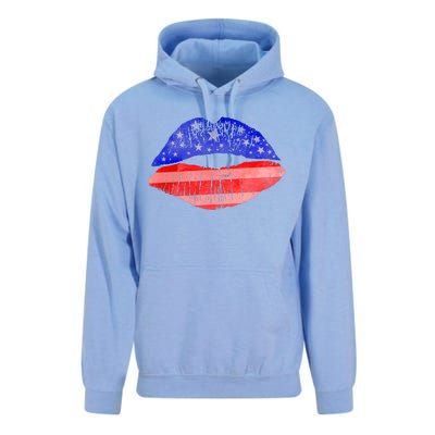 USA American Flag Lipstick Print Unisex Surf Hoodie