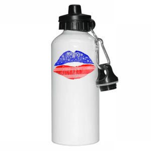 USA American Flag Lipstick Print Aluminum Water Bottle