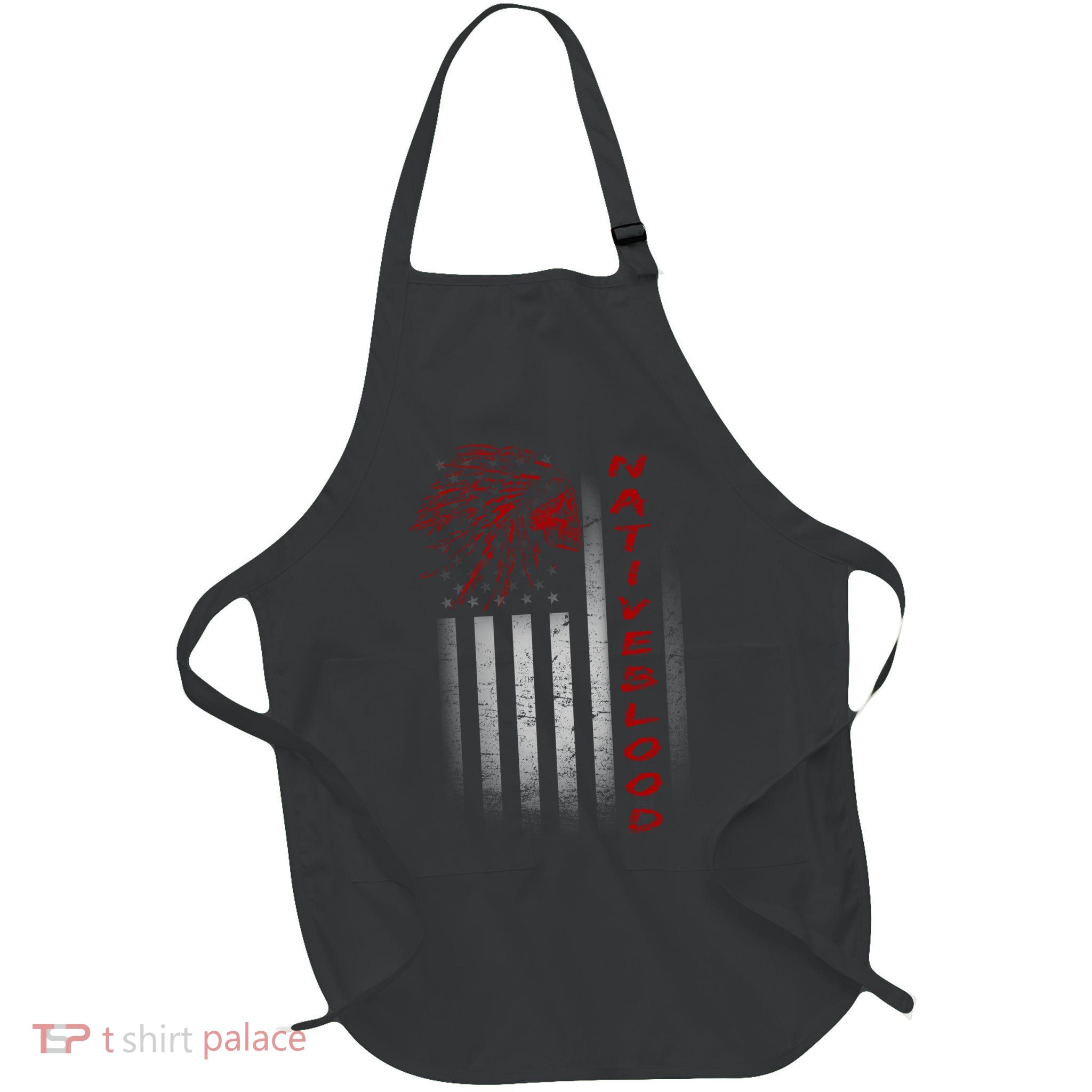 USA American Flag Native Blood Full-Length Apron With Pockets