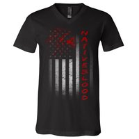 USA American Flag Native Blood V-Neck T-Shirt