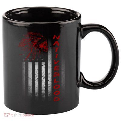 USA American Flag Native Blood 11oz C Handle Ceramic Mug