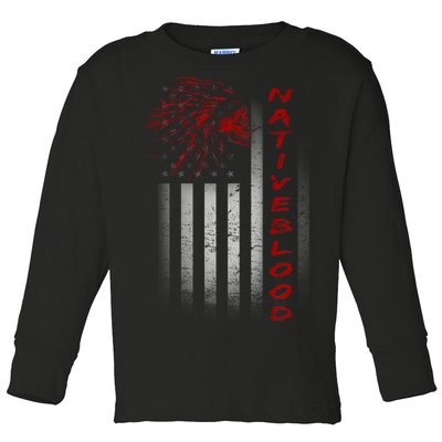 USA American Flag Native Blood Toddler Long Sleeve Shirt