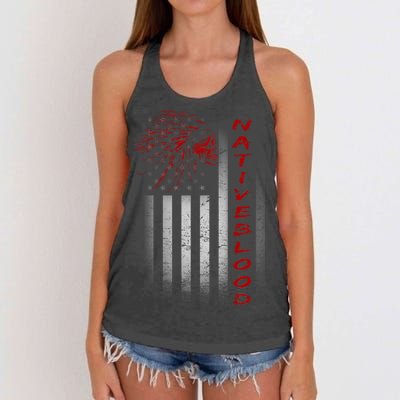 USA American Flag Native Blood Women's Knotted Racerback Tank