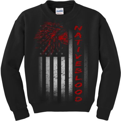 USA American Flag Native Blood Kids Sweatshirt