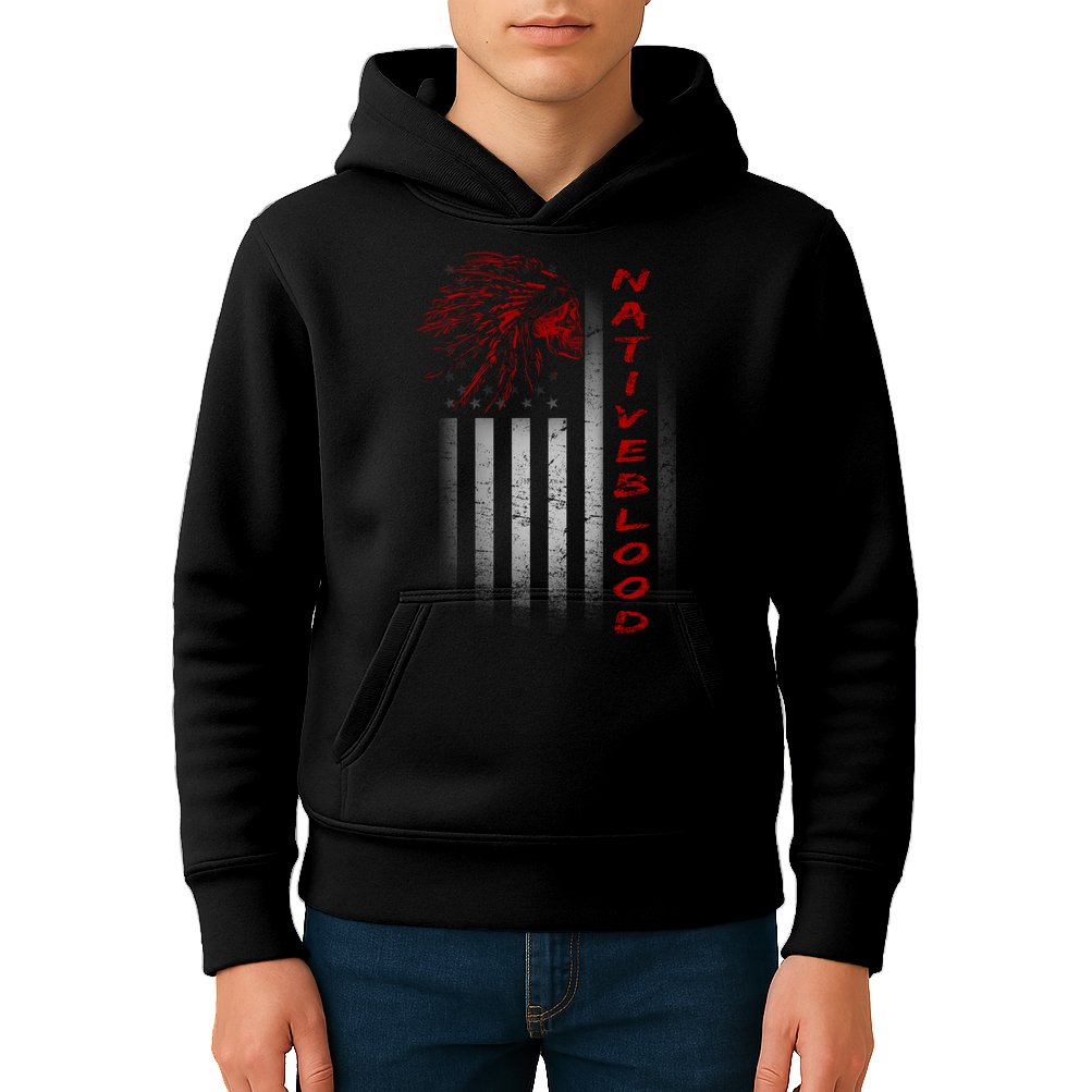 USA American Flag Native Blood Kids Hoodie