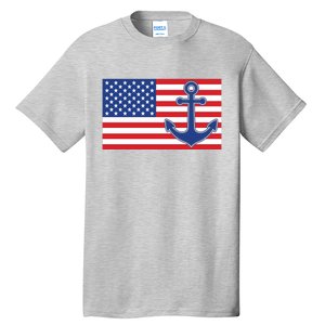 USA American Nautical Anchor Flag Tall T-Shirt