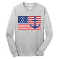 USA American Nautical Anchor Flag Tall Long Sleeve T-Shirt