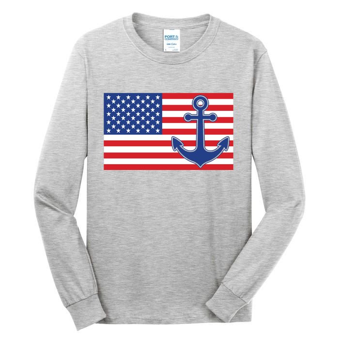 USA American Nautical Anchor Flag Tall Long Sleeve T-Shirt