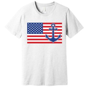 USA American Nautical Anchor Flag Premium T-Shirt