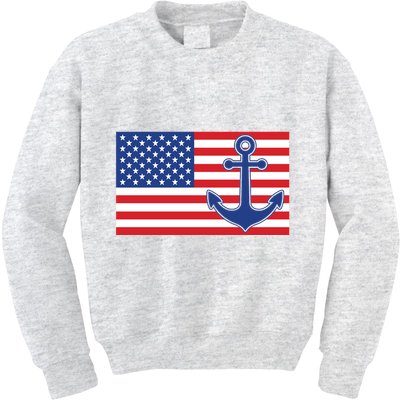 USA American Nautical Anchor Flag Kids Sweatshirt