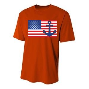 USA American Nautical Anchor Flag Performance Sprint T-Shirt