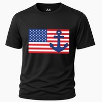USA American Nautical Anchor Flag Cooling Performance Crew T-Shirt