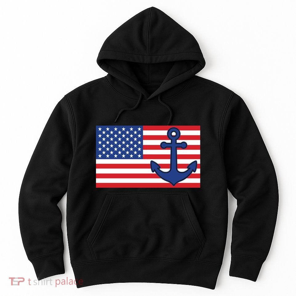 USA American Nautical Anchor Flag Hoodie