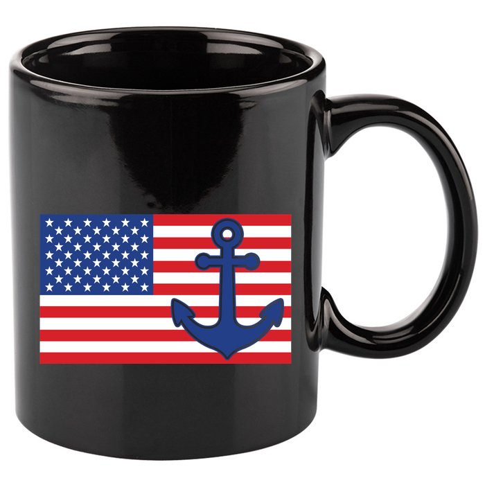 USA American Nautical Anchor Flag 11oz C Handle Ceramic Mug