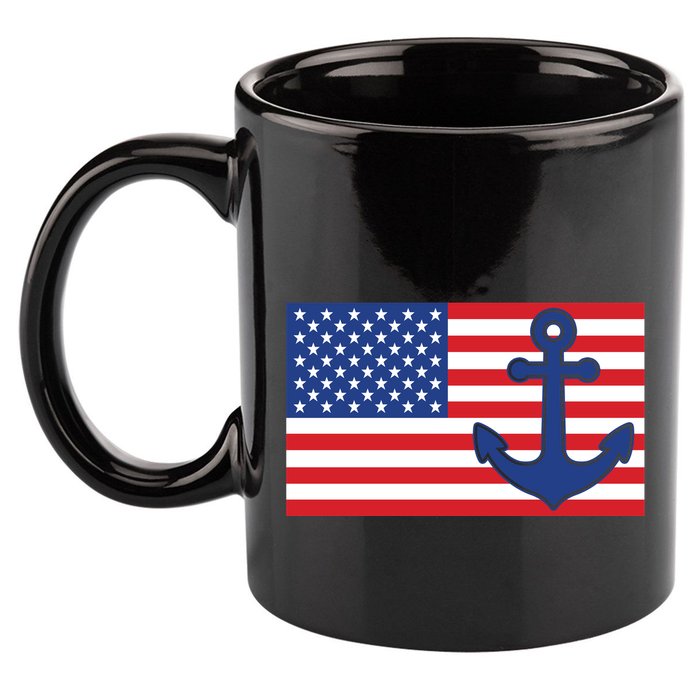 USA American Nautical Anchor Flag 11oz C Handle Ceramic Mug