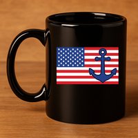 USA American Nautical Anchor Flag 11oz C Handle Ceramic Mug