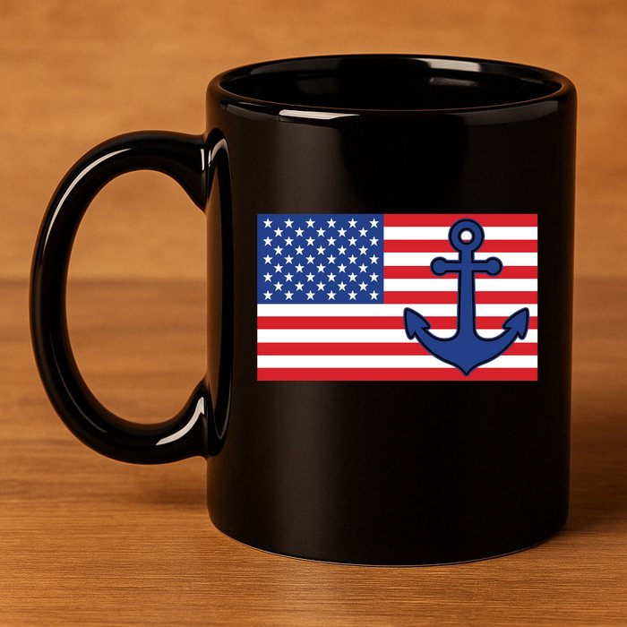 USA American Nautical Anchor Flag 11oz C Handle Ceramic Mug