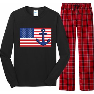 USA American Nautical Anchor Flag Long Sleeve Pajama Set