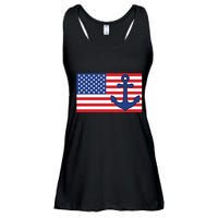 USA American Nautical Anchor Flag Ladies Essential Flowy Tank