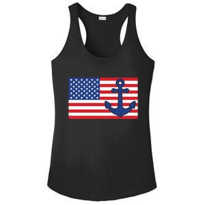 USA American Nautical Anchor Flag Ladies PosiCharge Competitor Racerback Tank