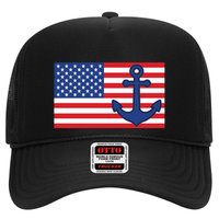 USA American Nautical Anchor Flag Trucker Hat