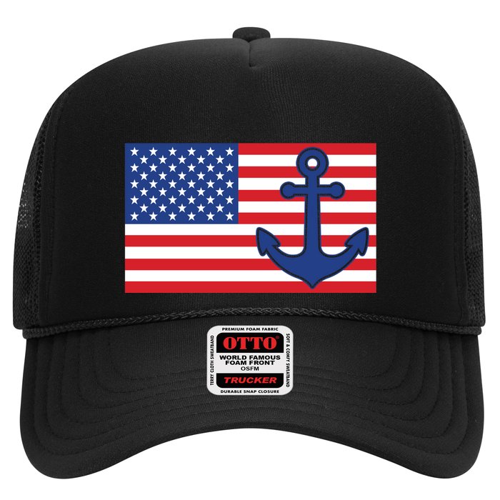 USA American Nautical Anchor Flag Trucker Hat
