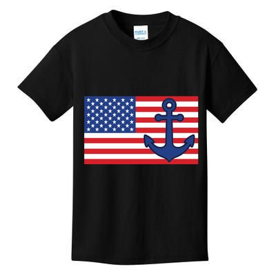 USA American Nautical Anchor Flag Kids T-Shirt