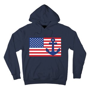 USA American Nautical Anchor Flag Hoodie