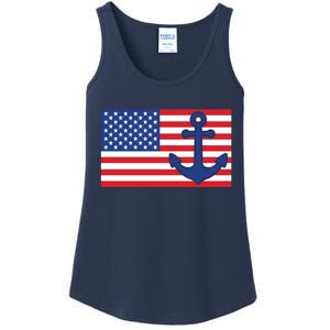 USA American Nautical Anchor Flag Ladies Essential Tank