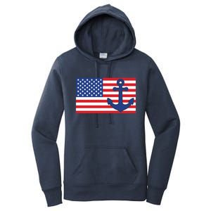 USA American Nautical Anchor Flag Women's Pullover Hoodie