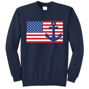 USA American Nautical Anchor Flag Tall Sweatshirt