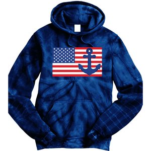 USA American Nautical Anchor Flag Tie Dye Hoodie