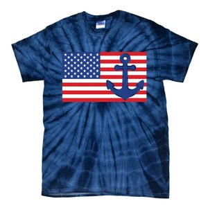 USA American Nautical Anchor Flag Tie-Dye T-Shirt