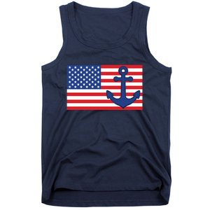 USA American Nautical Anchor Flag Tank Top