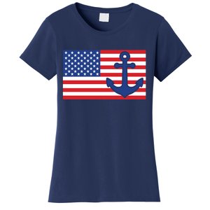 USA American Nautical Anchor Flag Women's T-Shirt