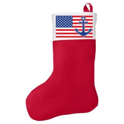 USA American Nautical Anchor Flag Felt Holiday Christmas Stocking