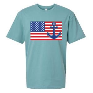 USA American Nautical Anchor Flag Sueded Cloud Jersey T-Shirt