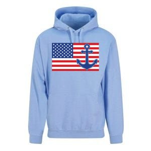 USA American Nautical Anchor Flag Unisex Surf Hoodie