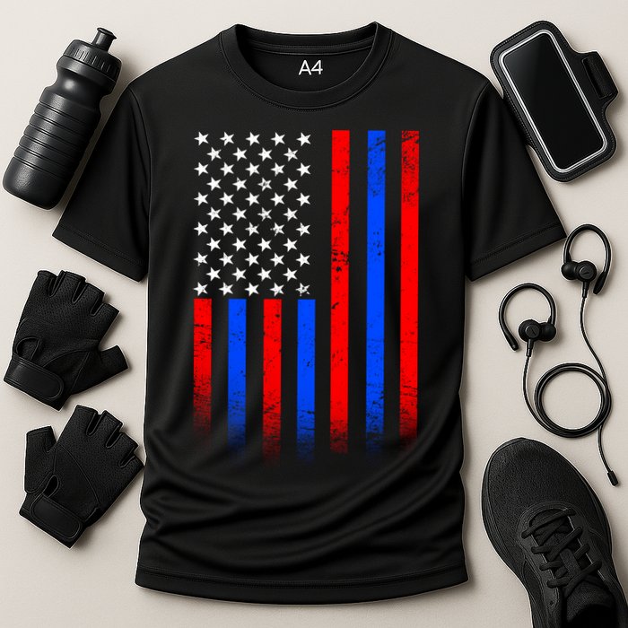 USA American Pride Flag Cooling Performance Crew T-Shirt